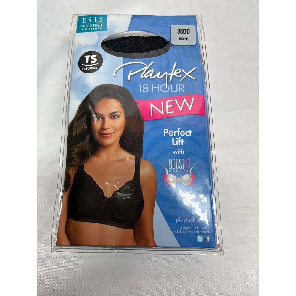 NWT Playtex 18 hour bra 38DD black E515 wirefree